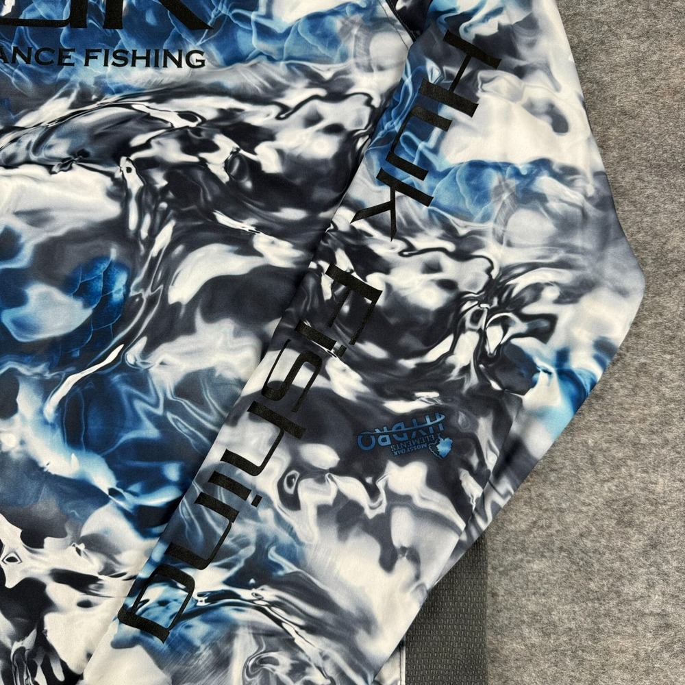 HUK Performance Fishing Shirt Mossy Oak Elements Hydro Camo Blue Mens Small S - Picture 5 of 12